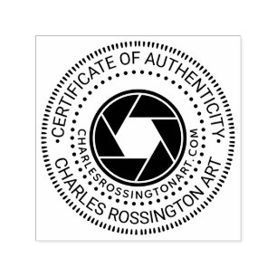 Camera Aperture “Certificaat van Echtheid” URL Zelfinktende Stempel