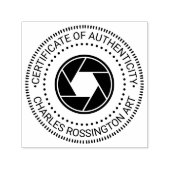 Camera Aperture "Certificaat van echtheid" Zelfinktende Stempel (Design)