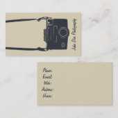 Camera Beige Stijlvolle Retro Blauwe Fotografie Visitekaartje (Voorkant / Achterkant)