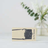 Camera Beige Stijlvolle Retro Blauwe Fotografie Visitekaartje (Staand voorkant)