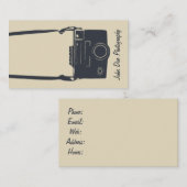 Camera Beige Stijlvolle Retro Blauwe Fotografie Visitekaartje (Voorkant / Achterkant)
