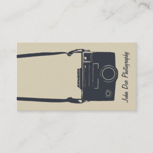 Camera Beige Stijlvolle Retro Blauwe Fotografie Visitekaartje