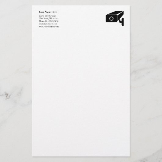 Camera beveiliging video surveillance bedrijf logo briefpapier (Voorkant)