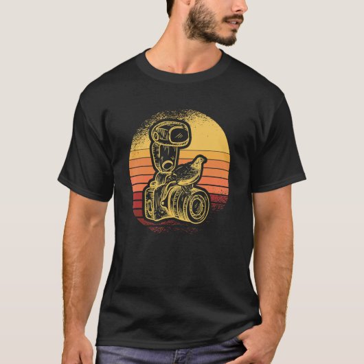 Camera Bird Retro Sunset Aperture Lens Fotofoto's  T-shirt (Voorkant)