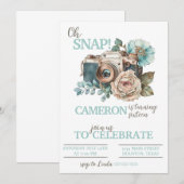 Camera Birthday Party Invitation Photography Kaart (Voorkant / Achterkant)