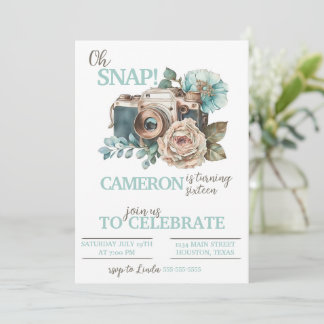 Camera Birthday Party Invitation Photography Kaart
