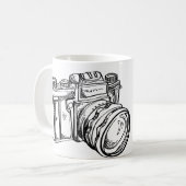  camera Black en White Coffee Cup Koffiemok (Voorkant links)