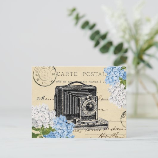 camera blauw ventilator Frans Briefkaart (Staand voorkant)