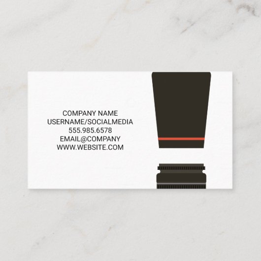 Camera body en lens visitekaartje (Achterkant)