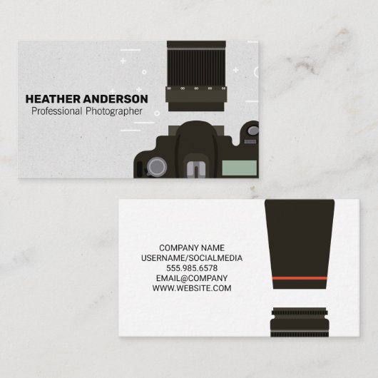 Camera body en lens visitekaartje (Voorkant / Achterkant)