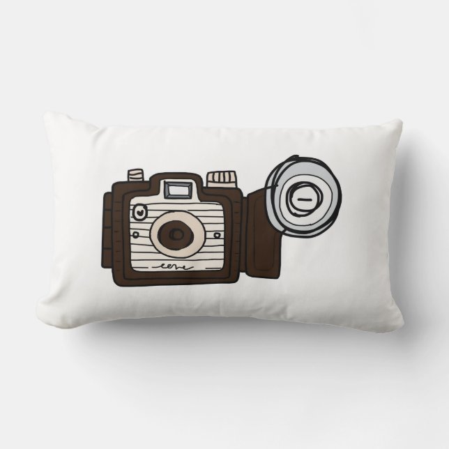  camera bruin met flits kussen (Voorkant)