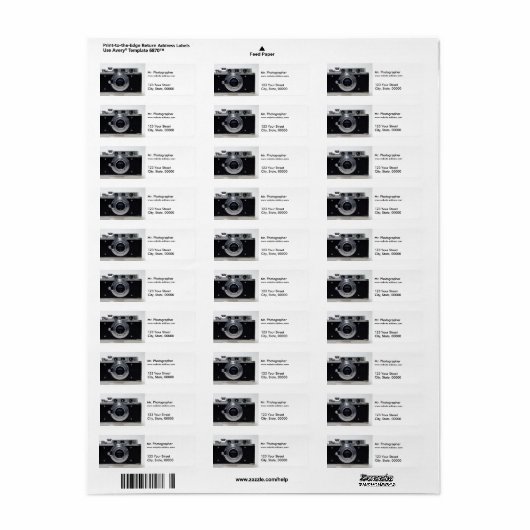  CAMERA-Collectie 01 Adresetiketten 1 Etiket (Full Sheet)