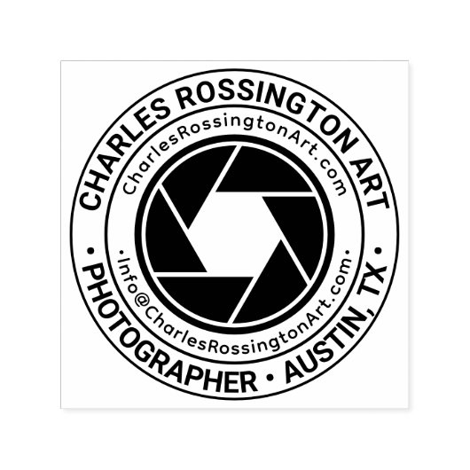 Camera Diafragma Bedrijfsnaam Locatie URL E-mail Zelfinktende Stempel (Design)