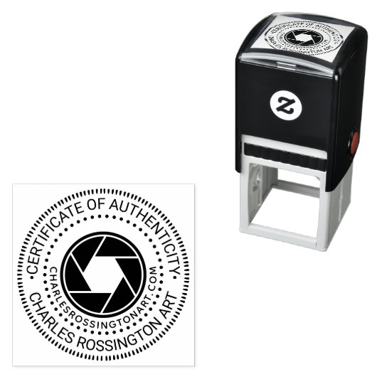 Camera-diafragma “Certificaat van Echtheid” URL Zelfinktende Stempel (In situ)