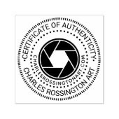 Camera-diafragma “Certificaat van Echtheid” URL Zelfinktende Stempel (Design)