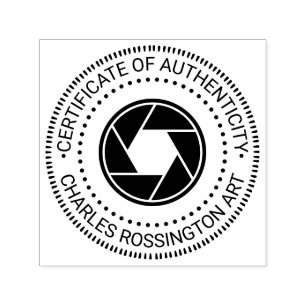 Camera-diafragma “Certificaat van Echtheid” Zelfinktende Stempel