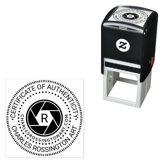 Camera-diafragmacertificaat van echtheid URL In Zelfinktende Stempel (In situ)