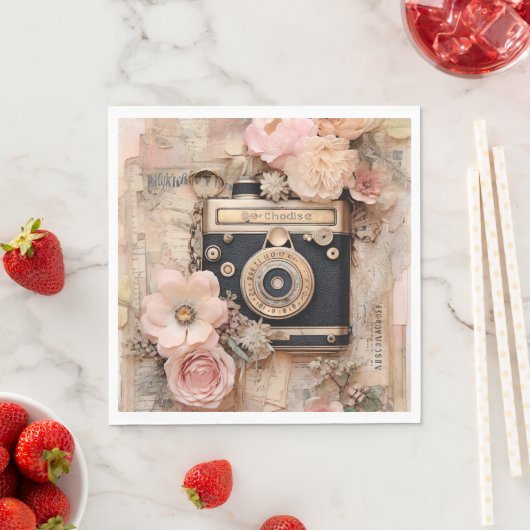 Camera en Bloemen voor Decoupage/Partijen Servet (Insitu)