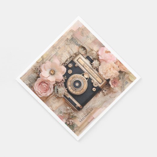 Camera en Bloemen voor Decoupage/Partijen Servet (Hoek)