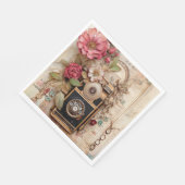 Camera en Bloemen voor Decoupage/Partijen Servet (Hoek)