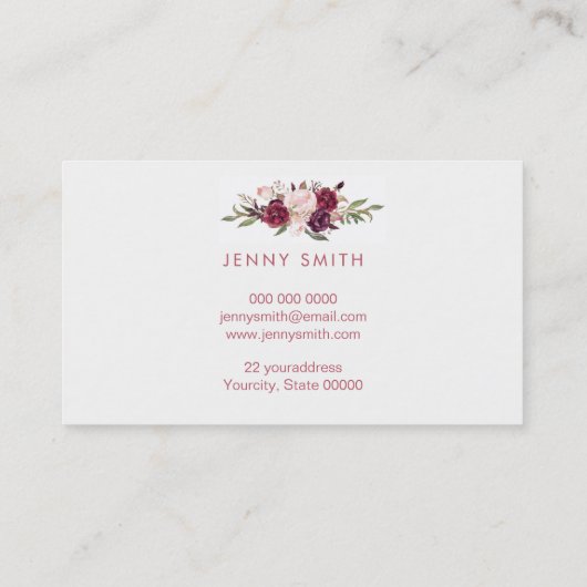 Camera en bloemendecor visitekaartje (Achterkant)