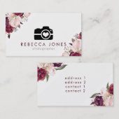 Camera en waterverf bloemen visitekaartje (Voorkant / Achterkant)