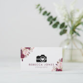 Camera en waterverf bloemen visitekaartje (Staand voorkant)