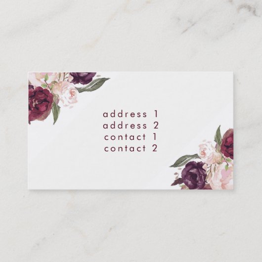 Camera en waterverf bloemen visitekaartje (Achterkant)