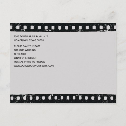  Camera Film Strip Foto Sla de datum op Aankondigingskaart (Achterkant)
