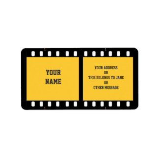 Camera Film Strip Gele Naam Gift Label Bookplate