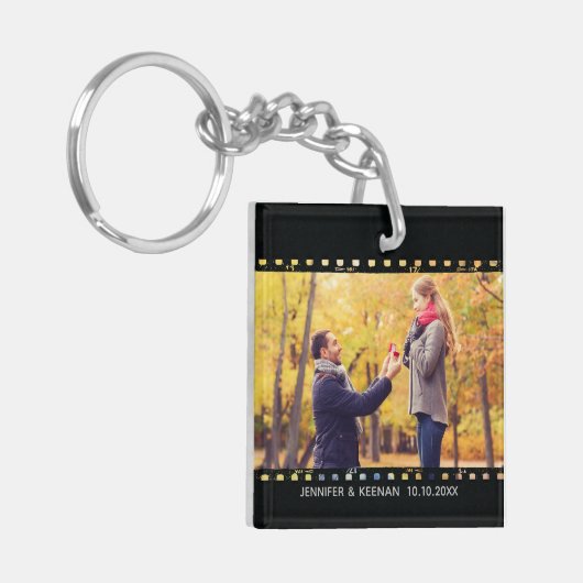 Camera Film Strip Sla de datum Verloving Sleutelhanger (Voorkant Links)