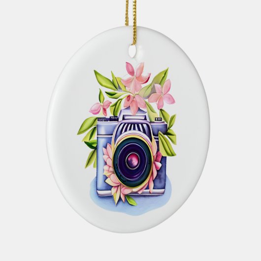  Camera Floral gepersonaliseerd Keramisch Ornament (Rechts)