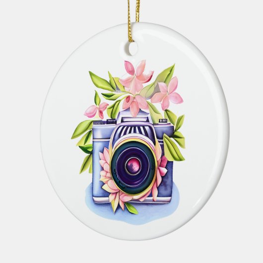  Camera Floral gepersonaliseerd Keramisch Ornament (Links)