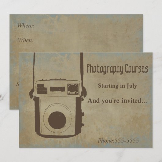  Camera Fotografie Cursussen Uitnodiging Kaart (Voorkant / Achterkant)