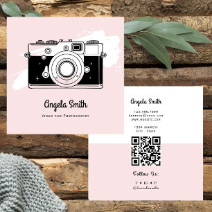 Camera Fotografie Trendy Website Roze Vierkante Visitekaartje