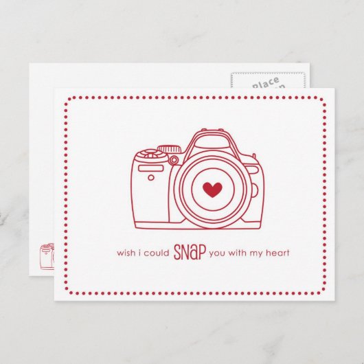 Camera Funny Valentijn Briefkaarten (rood) (Voorkant / Achterkant)