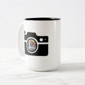Camera gepersonaliseerde foto tweekleurige koffiemok (Voorkant links)