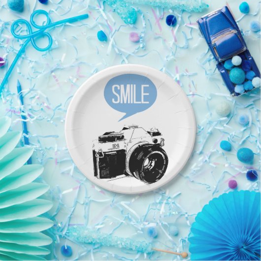  camera, glimlach-tekstballon, fotograaf papieren bordje (Feest)