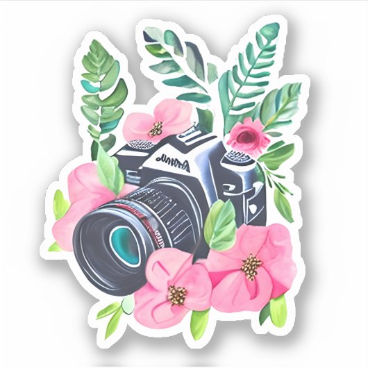  camera, groen gebladerte sticker (Voorkant)