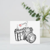 camera, hand-tekening illustratie, foto briefkaart (Staand voorkant)