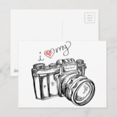 camera, hand-tekening illustratie, foto briefkaart (Voorkant / Achterkant)