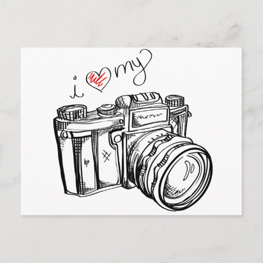 camera, hand-tekening illustratie, foto briefkaart (Voorkant)