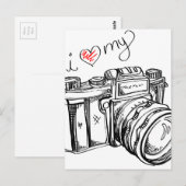  camera, hand-tekening illustratie, foto briefkaart (Voorkant / Achterkant)