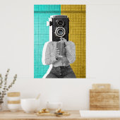  Camera Head Collage - Vet & Artistiek Poster (Keuken)