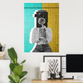  Camera Head Collage - Vet & Artistiek Poster (Thuiskantoor)