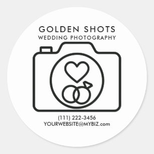Camera Heart Minimaal Moderne Trouwfotografie Ronde Sticker
