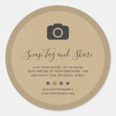 Camera Icon Social Media Snap en delen Kraft Ronde Sticker (Voorkant)