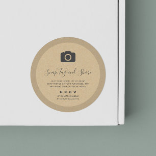 Camera Icon Social Media Snap en delen Kraft Ronde Sticker