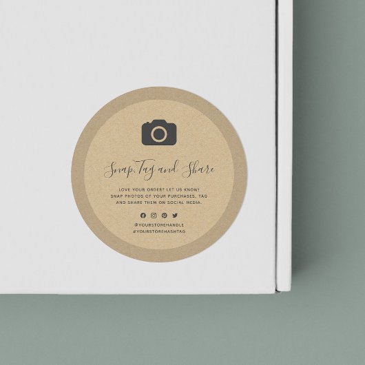 Camera Icon Social Media Snap en delen Kraft Ronde Sticker