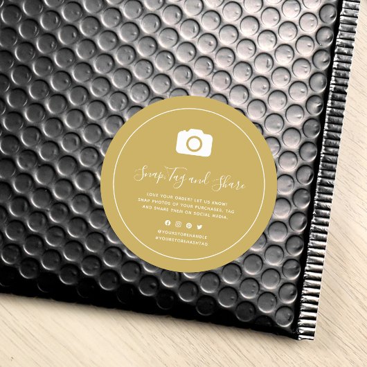 Camera Icon White Border Snap Aangepaste kleur del Ronde Sticker